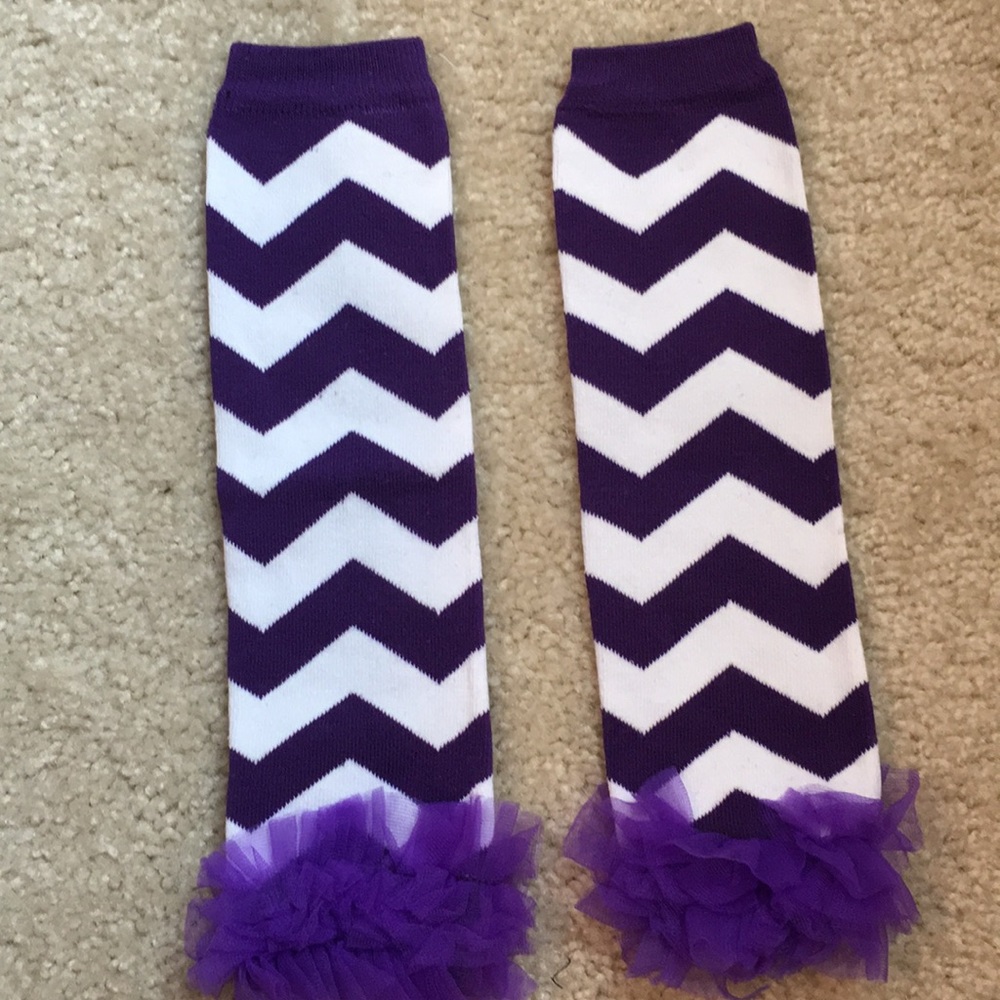 Purple chevron leg warmers